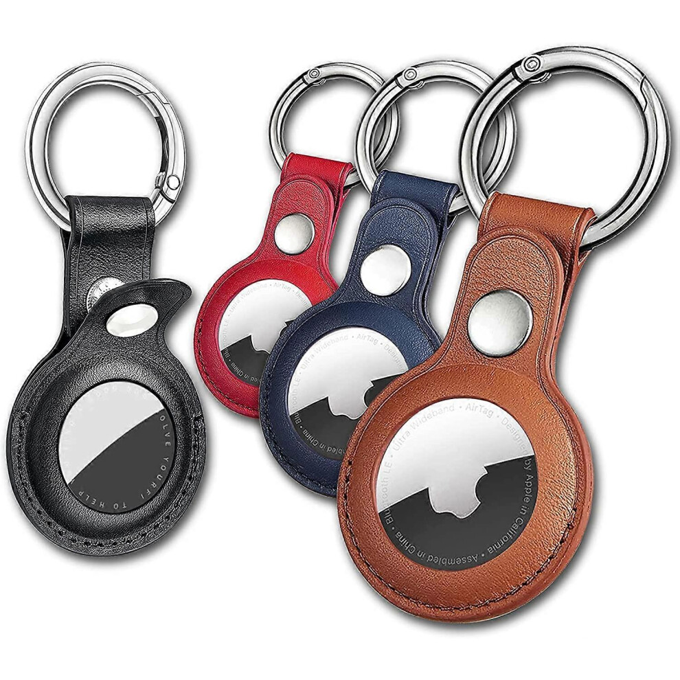 (As Show, One Size) Air Tag Keychain For Apple Airtags Holder 4 Pack Protective Leather Airtags Case Tracker Cover With Air Tag Holder, Airtag Key R 5063855066077