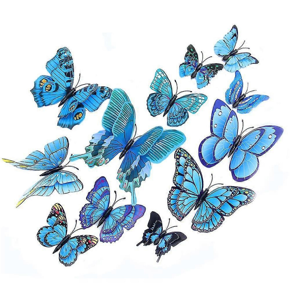 Fitville (Mix-Color, One Size) 3D Butterfly Wall Decals, Bopart 24Pcs Pink Butterflies Wall Stickers Butterfly Decoration For Kids Room Living Room Bedroom Wal