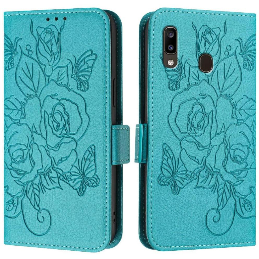 (Light ) Case For Samsung Galaxy A20 With Credit Card Slot Pu Leather Magnetic Wallet Blue 764549513611