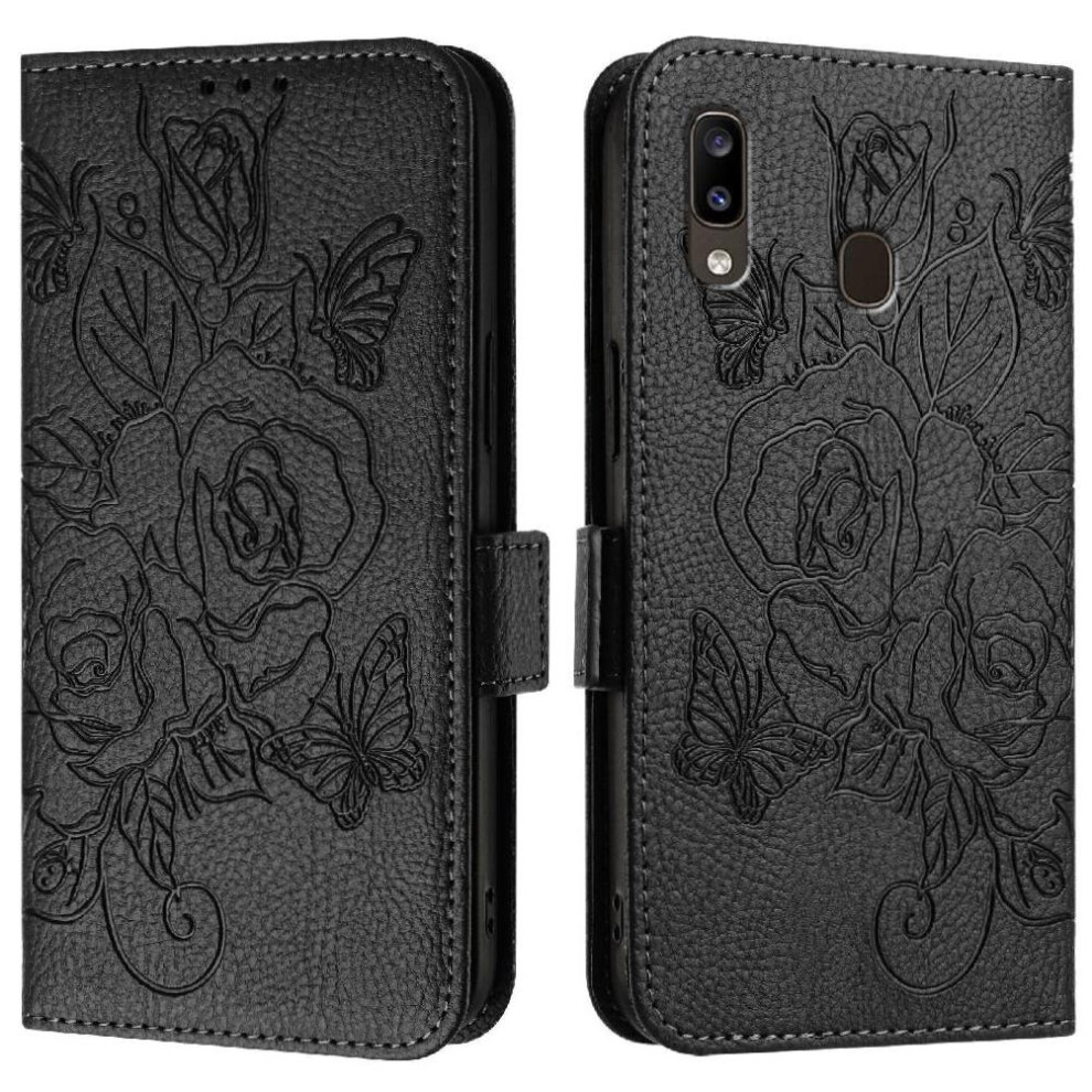 (Black) Case For Samsung Galaxy A20 With Credit Card Slot Pu Leather Magnetic Wallet Black 764549513642
