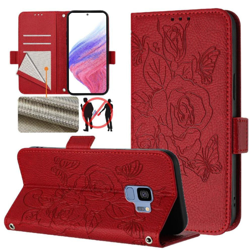 (Red) Case For Samsung Galaxy S9 With Credit Card Slot Magnetic Wallet Pu Leather Red 764549514441