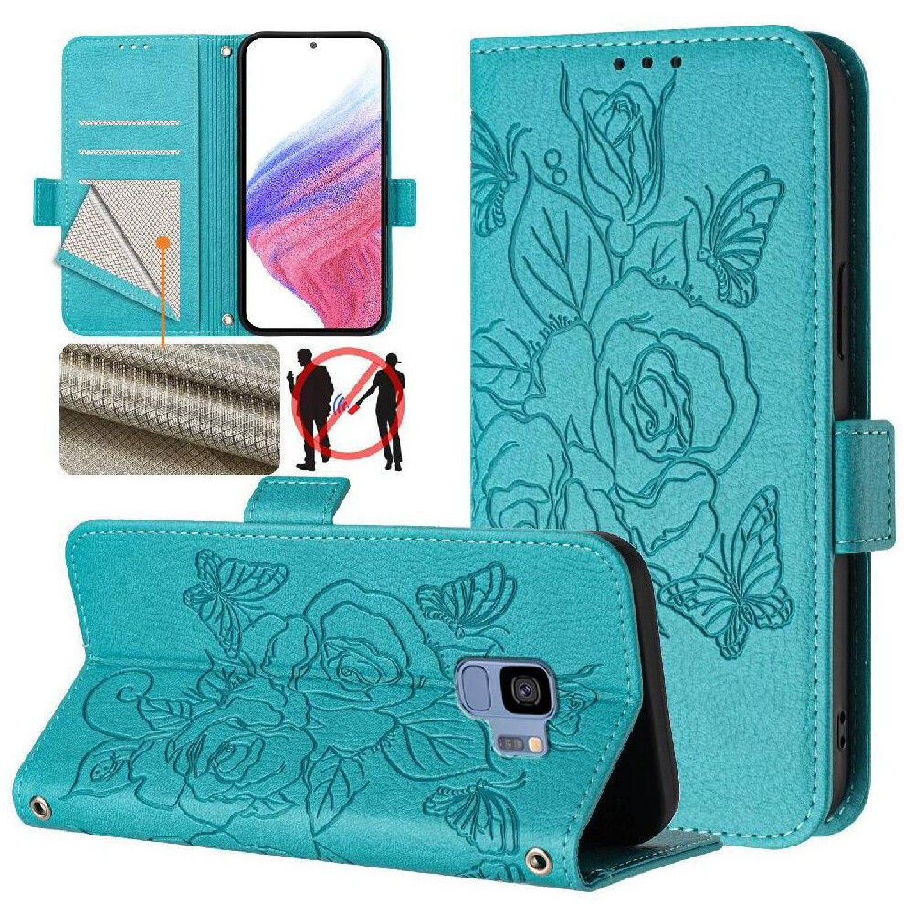 (Light ) Case For Samsung Galaxy S9 With Credit Card Slot Magnetic Wallet Pu Leather Blue 764549514458