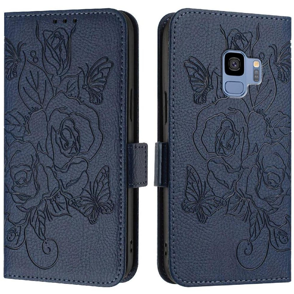 (Dark ) Case For Samsung Galaxy S9 With Credit Card Slot Magnetic Wallet Pu Leather Blue 764549514472