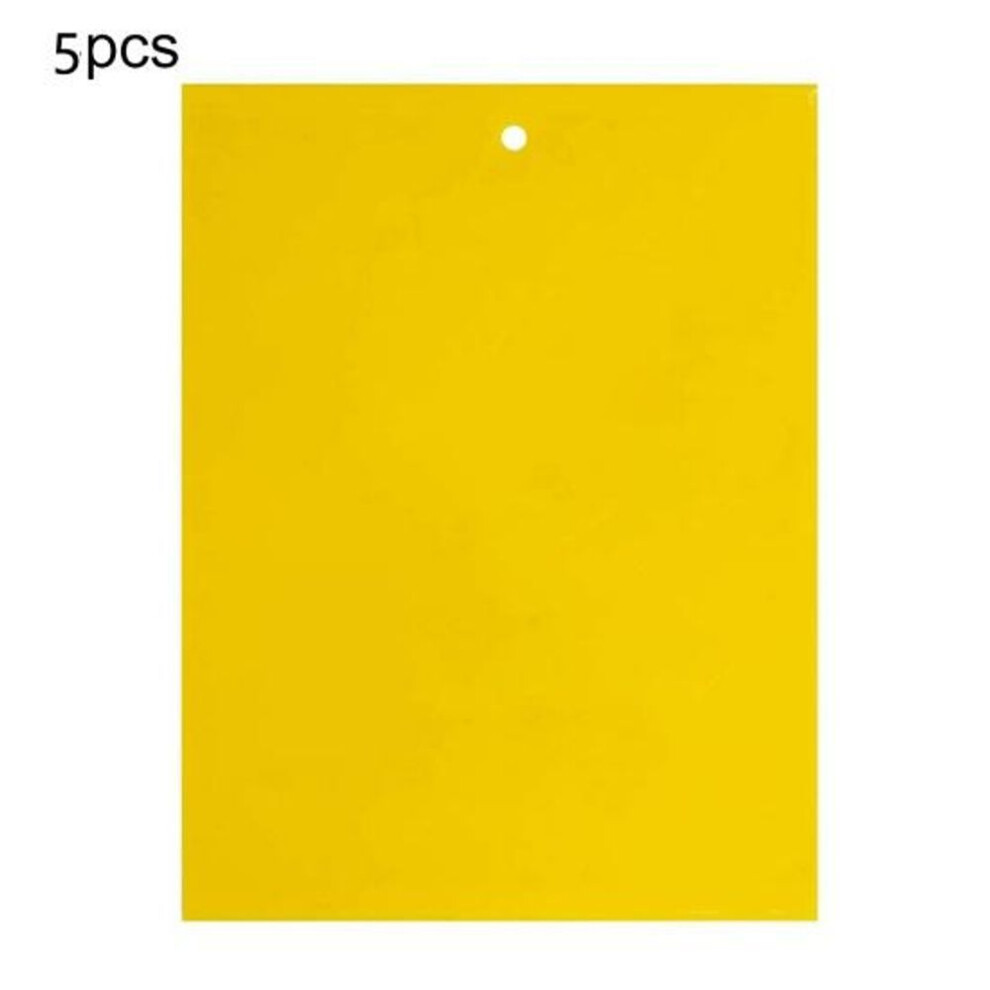 (yellow, 15cm by 25cm) 5 Pcs Insect Trap Large Area Hanging Sticky Glue Boards Fly Pest Bug Catcher Plate