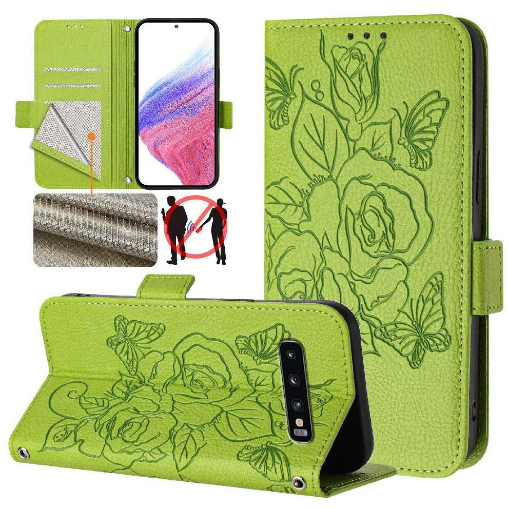 (Green) Case For Samsung Galaxy S10 Pu Leather With Credit Card Slot Magnetic Wallet Green 764549514557