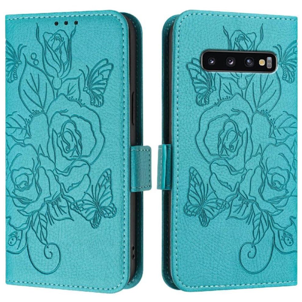 (Light ) Case For Samsung Galaxy S10 Pu Leather With Credit Card Slot Magnetic Wallet Blue 764549514519