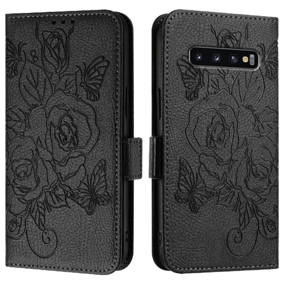 (Black) Case For Samsung Galaxy S10 Pu Leather With Credit Card Slot Magnetic Wallet Black 764549514540