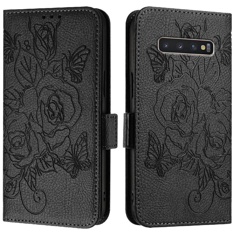 (Black) Case For Samsung Galaxy S10 Plus With Credit Card Slot Magnetic Wallet Pu Leather Black 764549514601