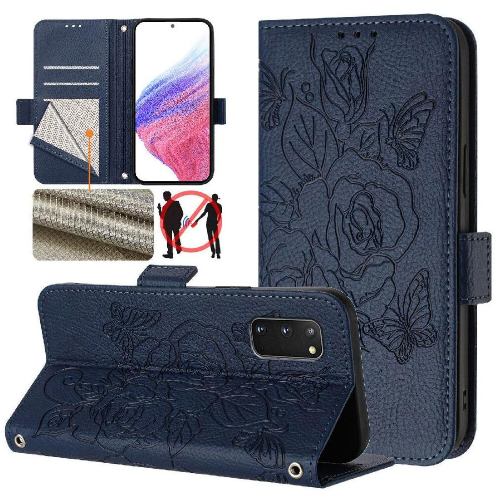 (Dark ) Case For Samsung Galaxy S20 Fe 4G Pu Leather With Credit Card Slot Magnetic Wallet Blue 764549514717