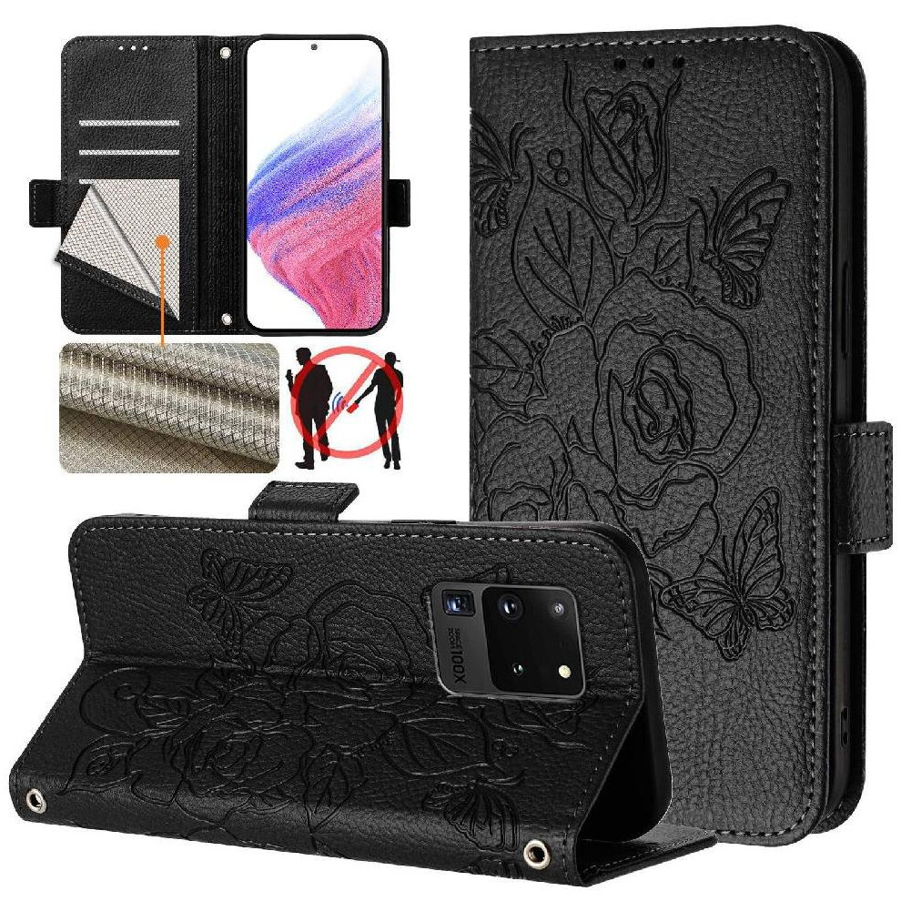 (Black) Case For Samsung Galaxy S20 Ultra 5G Pu Leather Magnetic Wallet With Credit Card Slot Black 764549514960
