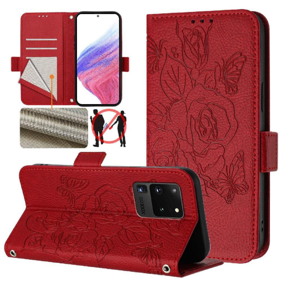 (Red) Case For Samsung Galaxy S20 Ultra 4G Pu Leather Magnetic Wallet With Credit Card Slot Red 764549514984