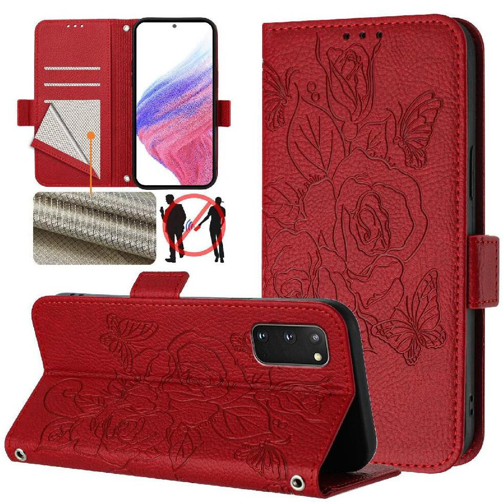 (Red) Case For Samsung Galaxy S20 Magnetic Wallet With Credit Card Slot Pu Leather Red 764549515042