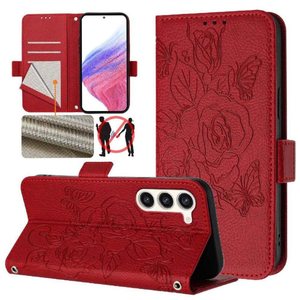 (Red) Case For Samsung Galaxy S23 With Credit Card Slot Magnetic Wallet Pu Leather Red 764549515516