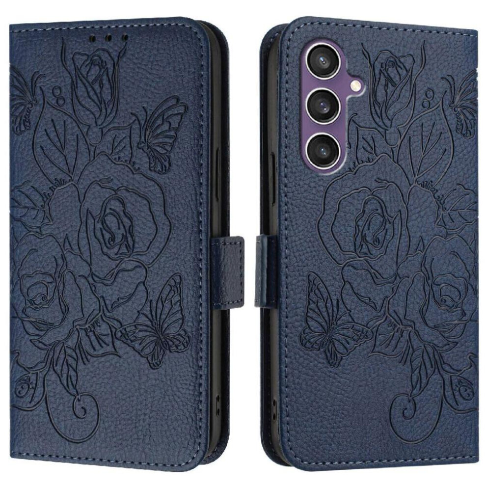 (Dark ) Case For Samsung Galaxy S23 Fe Magnetic Wallet With Credit Card Slot Pu Leather Blue 764549515608