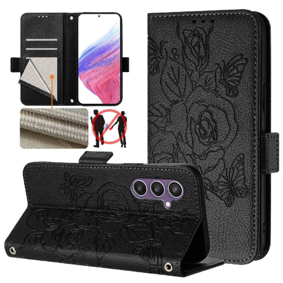 (Black) Case For Samsung Galaxy S23 Fe Magnetic Wallet With Credit Card Slot Pu Leather Black 764549515615