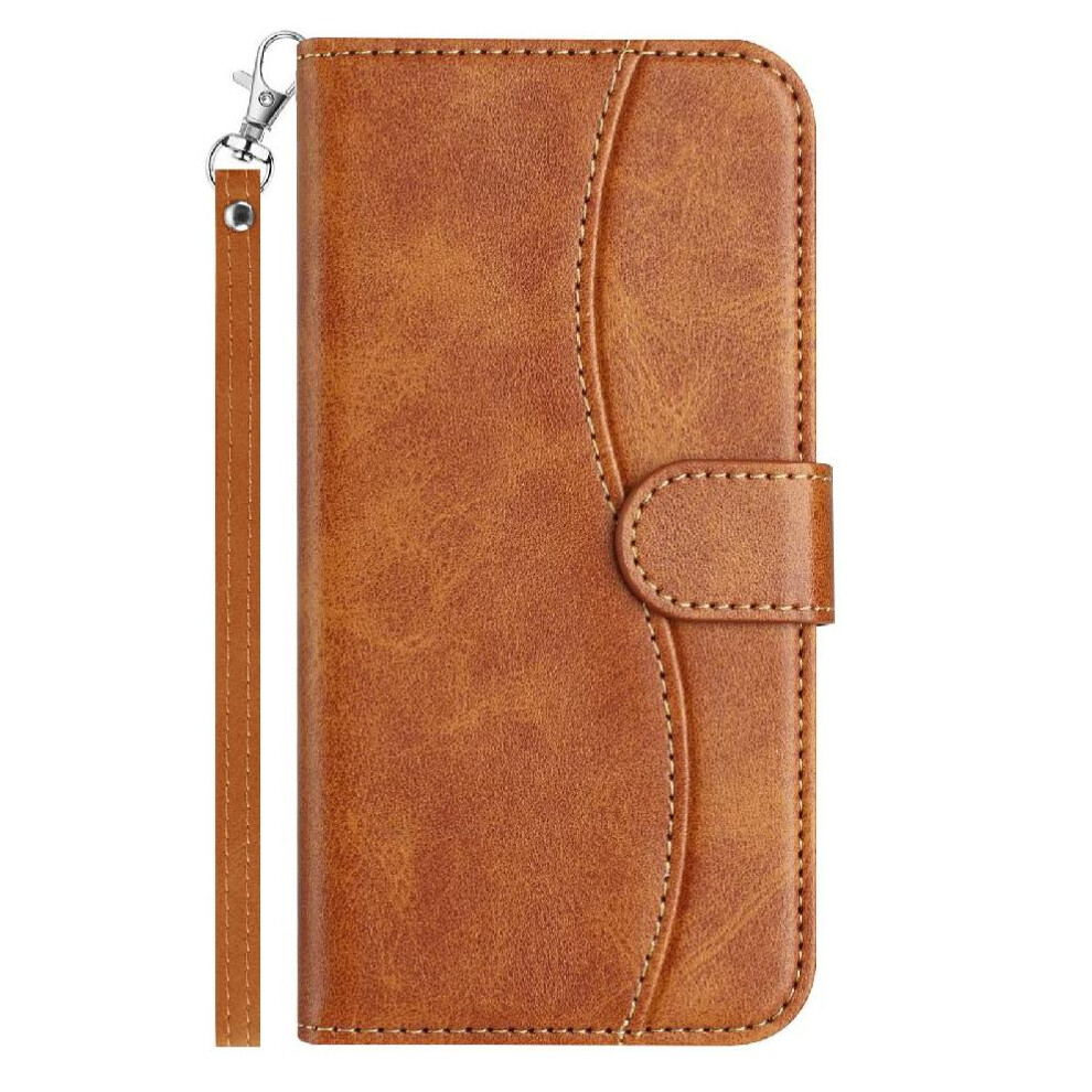 (Brown) Flip Case For Samsung Galaxy A54 5G Wrist Strap Shockproof Pu Leather Card Slots Holder Colorful Brown 764549516452