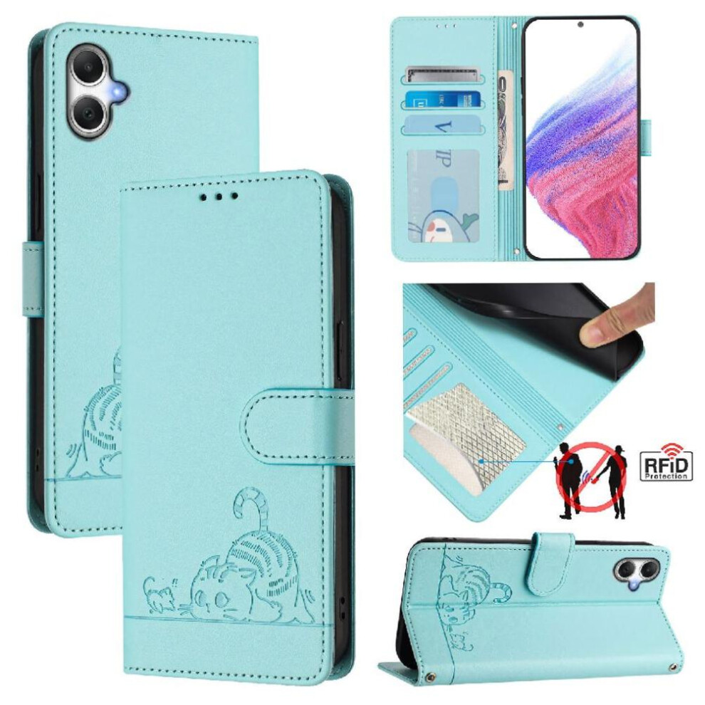 (Green) Case For Samsung Galaxy A06 4G Card Slot Holder Kickstand Wallet Flip Cover Cat Rfid Green 764549517862