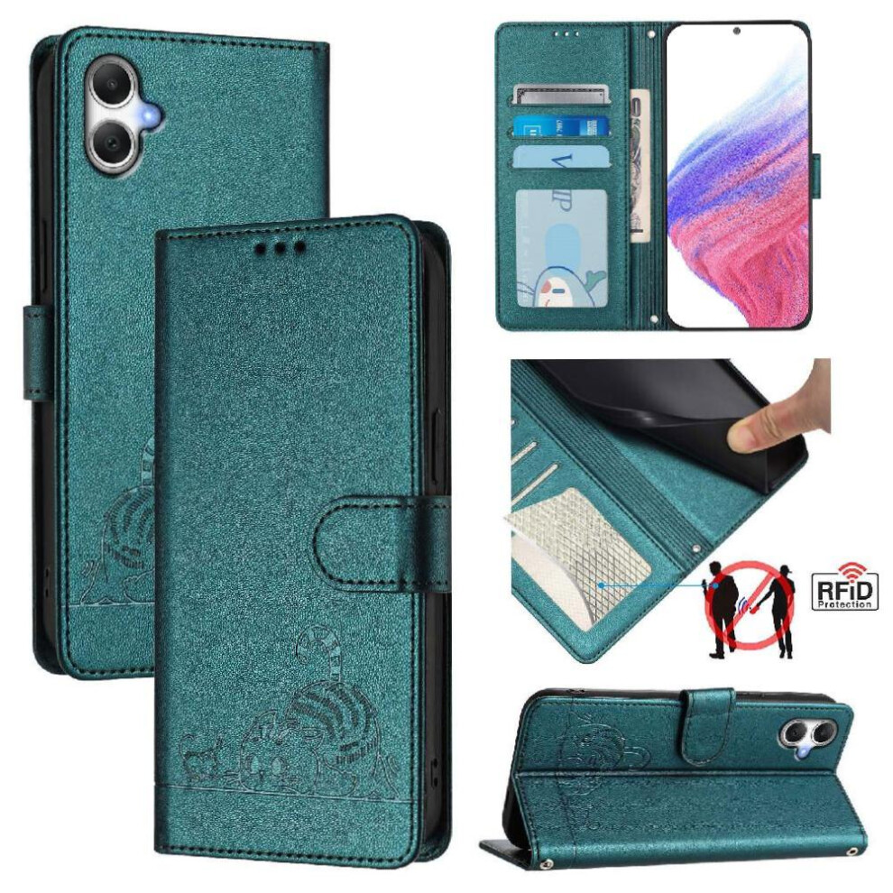 (Bottle ) Case For Samsung Galaxy A06 4G Card Slot Holder Kickstand Wallet Flip Cover Cat Rfid Green 764549517855
