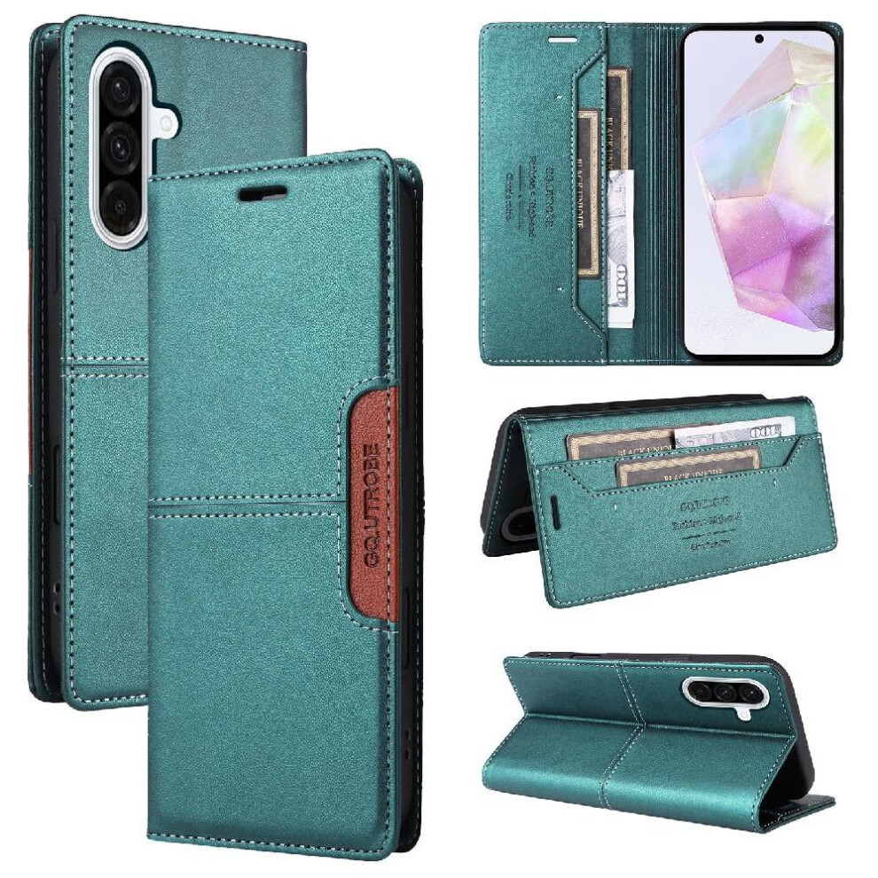 (Green) Flip Case For Samsung Galaxy A56 5G Shockproof Wallet Rfid Blocking Flip Cover Green 764549517978