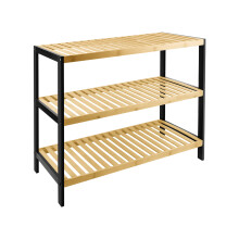3 Tier Natural Bamboo Shoe Rack Easy Assembly & Strong Design Stand Shelf Organiser