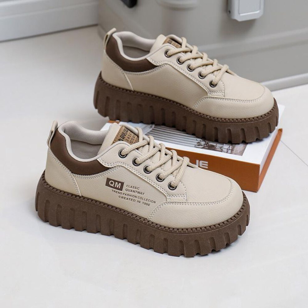 (as the picture, 37) Women&apos;s Fashion Sneakers Outdoor Lace-up Non-slip Skateboarding Shoes Lightweight Comfortable Casual Breathable Walking Flat Sport Shoes For Wome