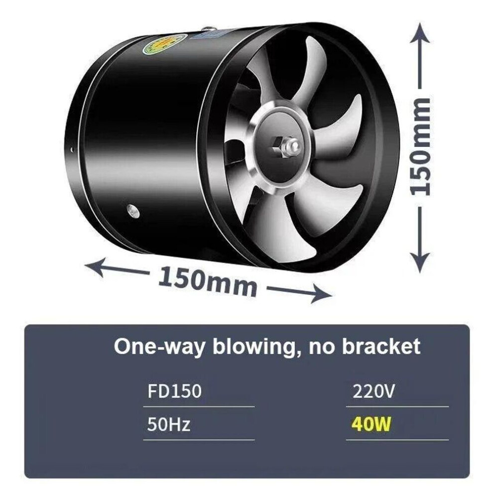 (as the picture, 6-inch 40W) 4&apos;&apos;6&apos;&apos;8&apos;&apos;  Pipe Exhaust Fan Air Ventilator Metal Pipe Ventilation Exhaust Fan Mini Extractor Bathroom Toilet Wall Fan Du