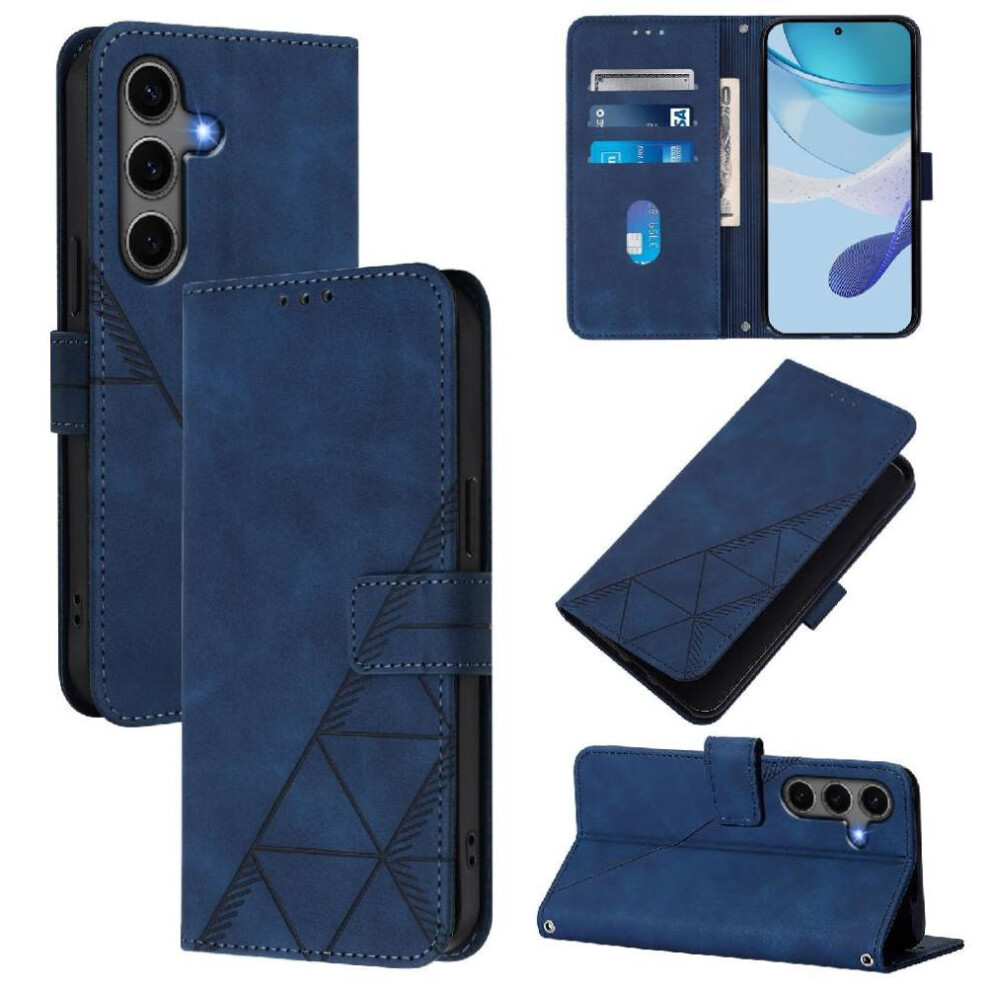 (Blue) Case For Samsung Galaxy S24 Plus Flip Folio Book Protective Credit Card Holder Wallet Cover Pu Leather Blue 764549522194