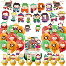 (38PCS)3238 Stück South Park Geburtstagsfeier Dekoration Ballon Layout Requisiten Banner Tortenaufsätze