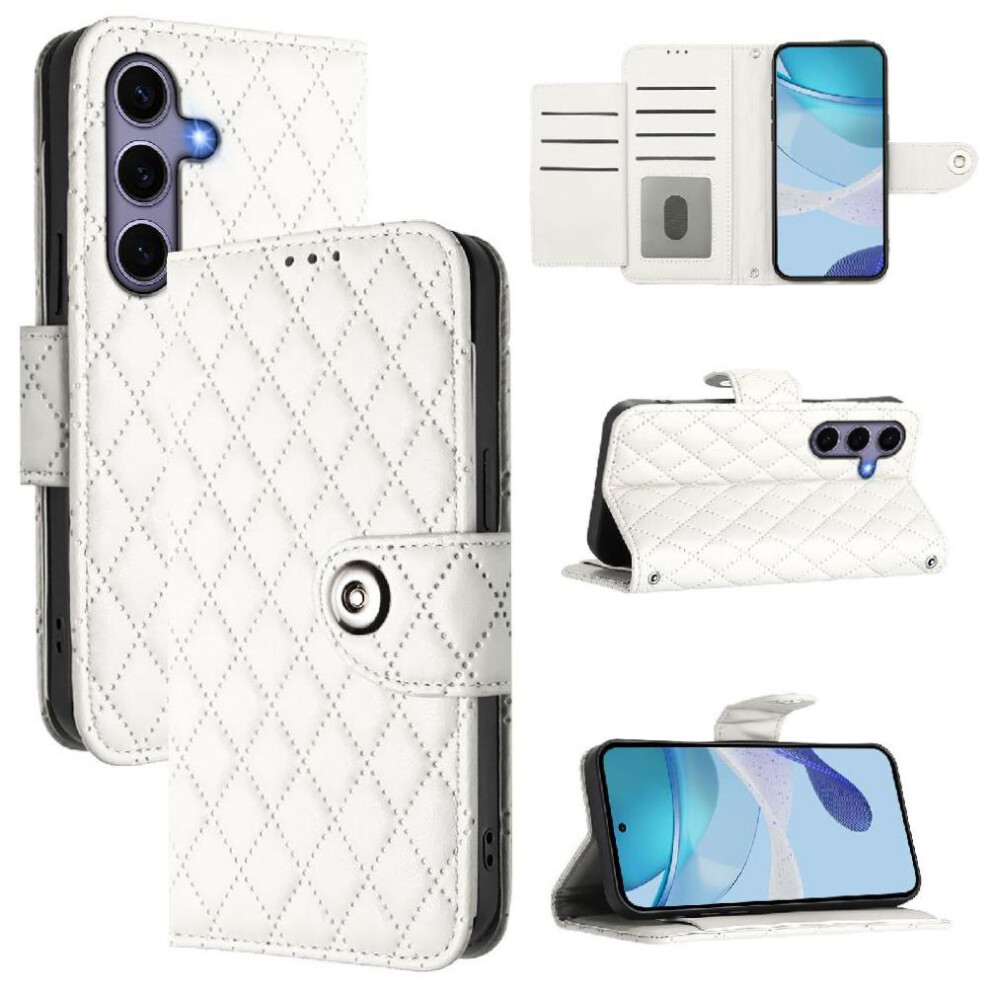 (White) Case For Samsung Galaxy S24 Wallet Cover Wrist Strip Card Holder Shockproof Stylish Protective White 764549522682