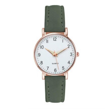 (green) Fashion Ladies Luxury Leather Strap Analog Quartz Watch, Luminous Ladies Watch