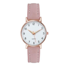 (pink) Fashion Ladies Luxury Leather Strap Analog Quartz Watch, Luminous Ladies Watch