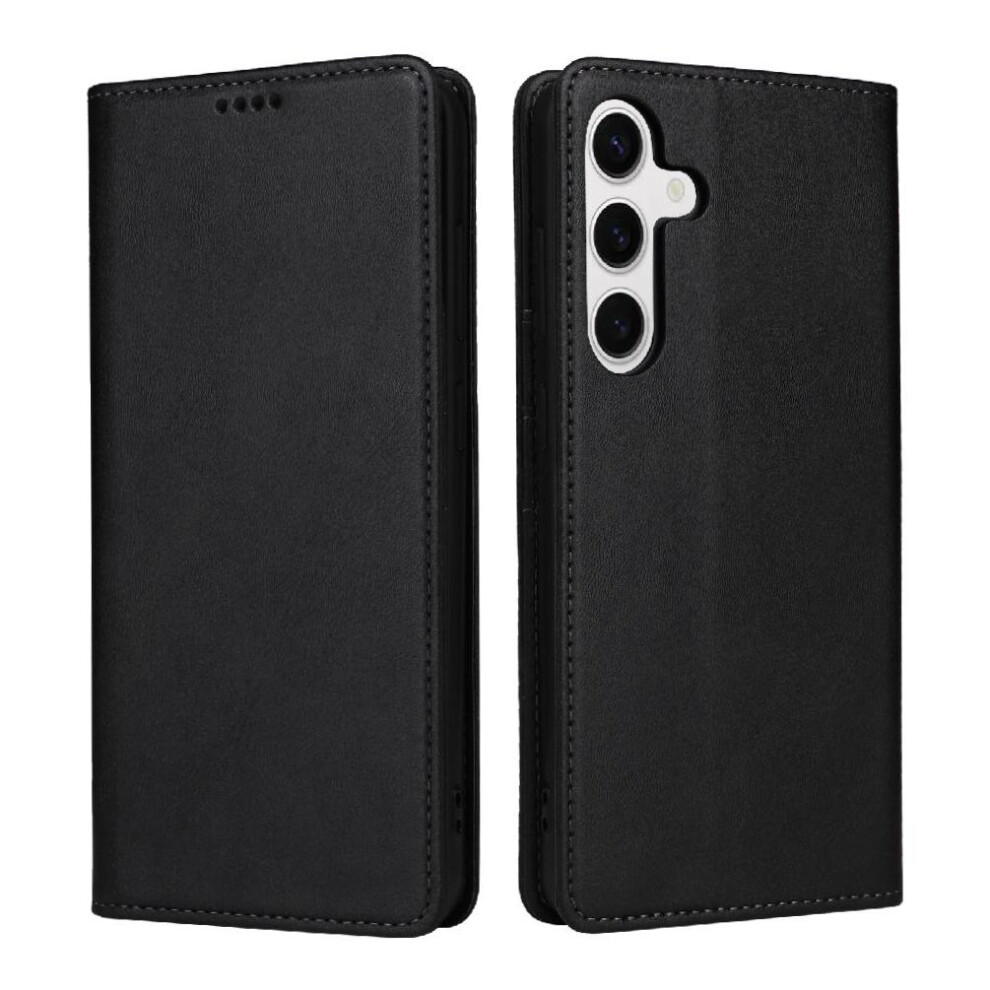 (Black) Flip Case For Samsung Galaxy S25 Plus Pure Color Shockproof Rfid Blocking Card Slot Pu Leather Black 764549525751