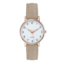 (beige) Fashion Ladies Luxury Leather Strap Analog Quartz Watch, Luminous Ladies Watch