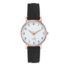 (black) Fashion Ladies Luxury Leather Strap Analog Quartz Watch, Luminous Ladies Watch