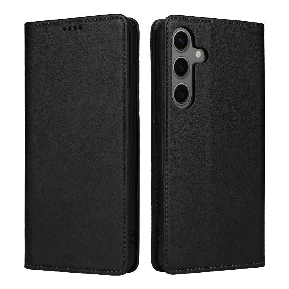 (Black) Flip Case For Samsung Galaxy S25 Rfid Blocking Shockproof Pu Leather Pure Color Card Slot Black 764549525997