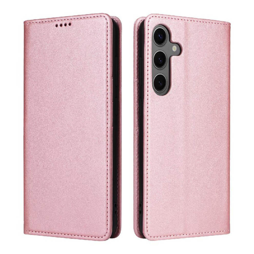 (Rose ) Flip Case For Samsung Galaxy S25 Rfid Blocking Shockproof Pu Leather Pure Color Card Slot Gold 764549526017