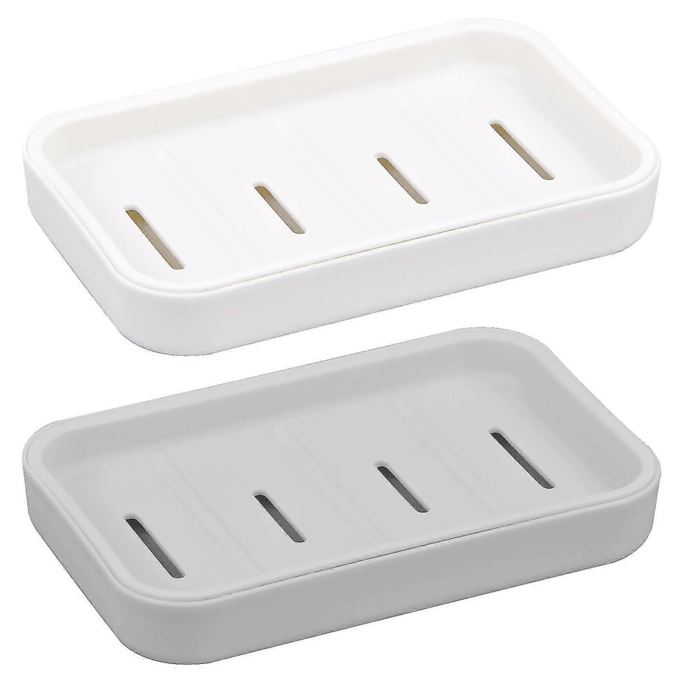 (As show, One size) 2 Pieces Soap Dish Plastic Waterproof Soap Dish With Drain Soap Box Soap Basket Kitchen Sponge Holder Travel Soap Box Soap Case Fo-image-OPC-PG925VX-NEW