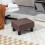 Homcom HOMCOM Chic Linen Fabric Footstool Ottoman Cube with 4 Plastic Legs Brown 1
