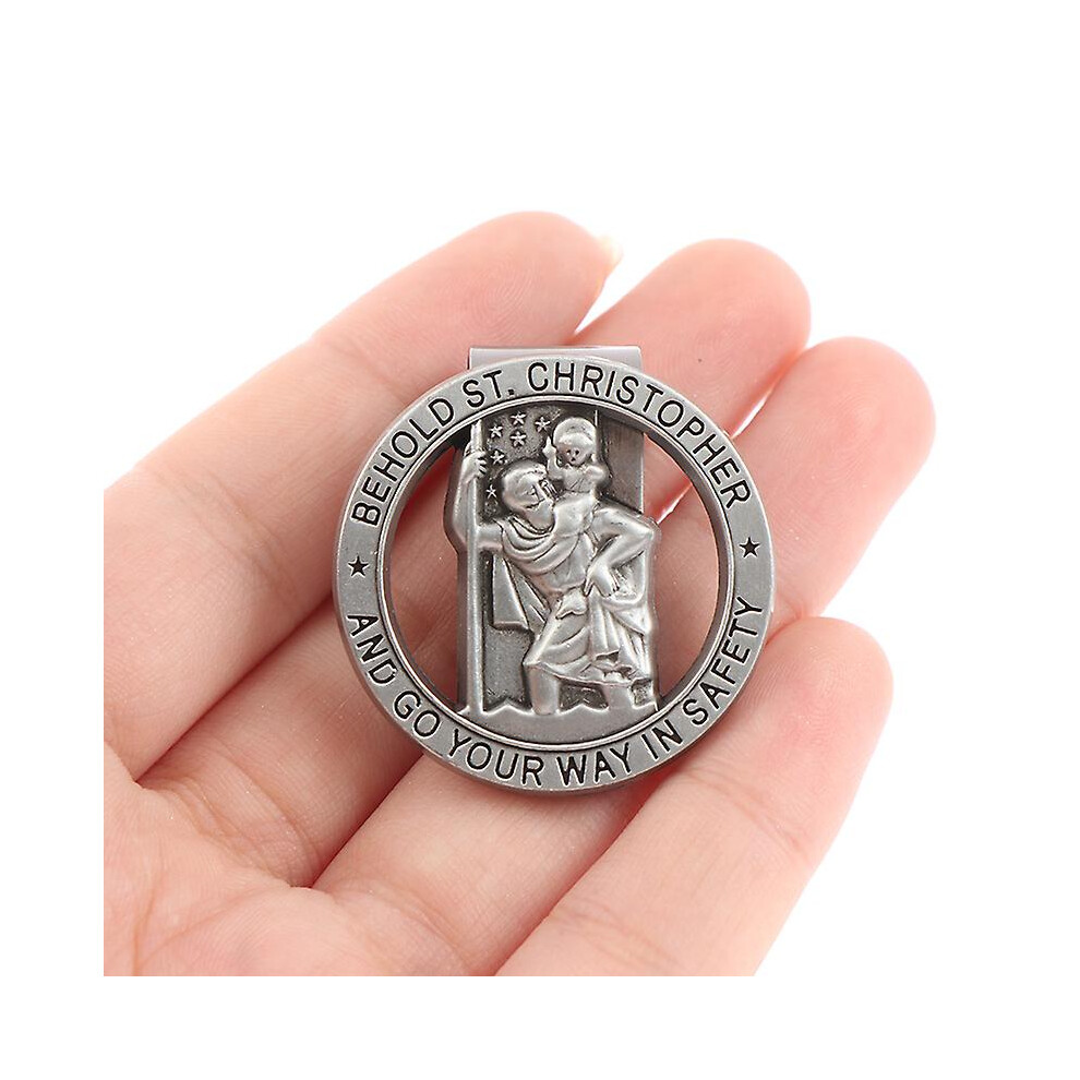 (As Show, One Size) St Christopher Medal Car Saint Christopher Visor Clip Auto Sun Visor Accessories Shytmv 6953460328464