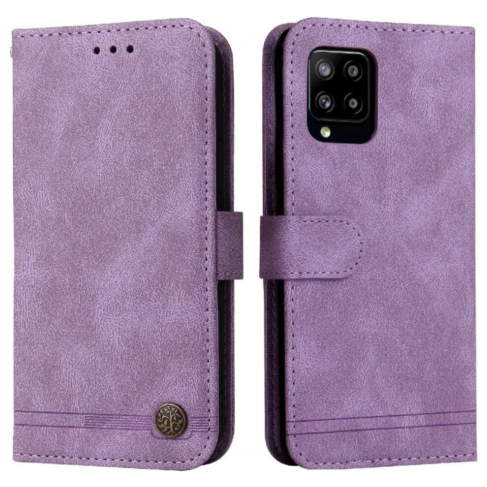 (Purple) Case For Samsung Galaxy A42 5G Card Slot Holders Short Strap Wallet Long Strap Shockproof Purple 764549530205
