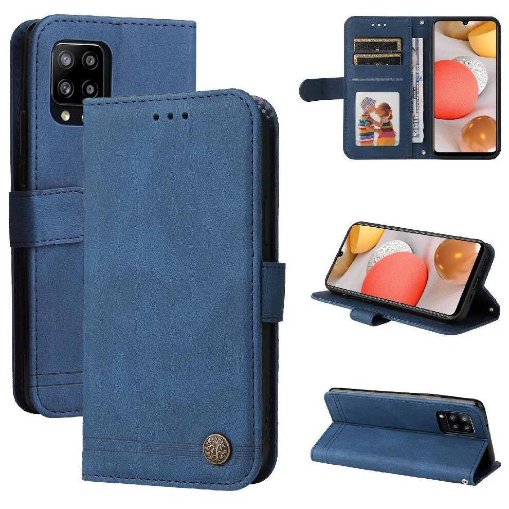 (Blue) Case For Samsung Galaxy A42 5G Card Slot Holders Short Strap Wallet Long Strap Shockproof Blue 764549530236