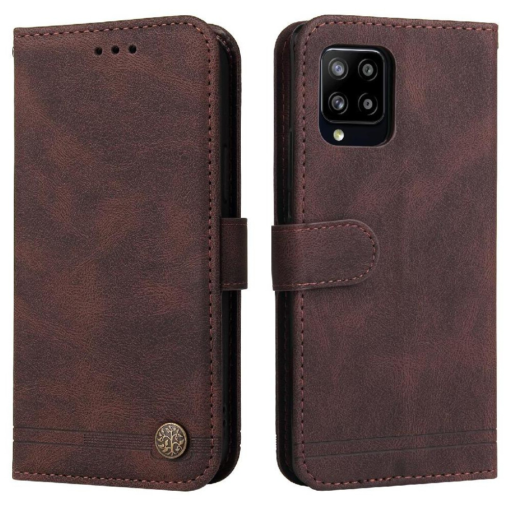 (Brown) Case For Samsung Galaxy A42 5G Card Slot Holders Short Strap Wallet Long Strap Shockproof Brown 764549530212