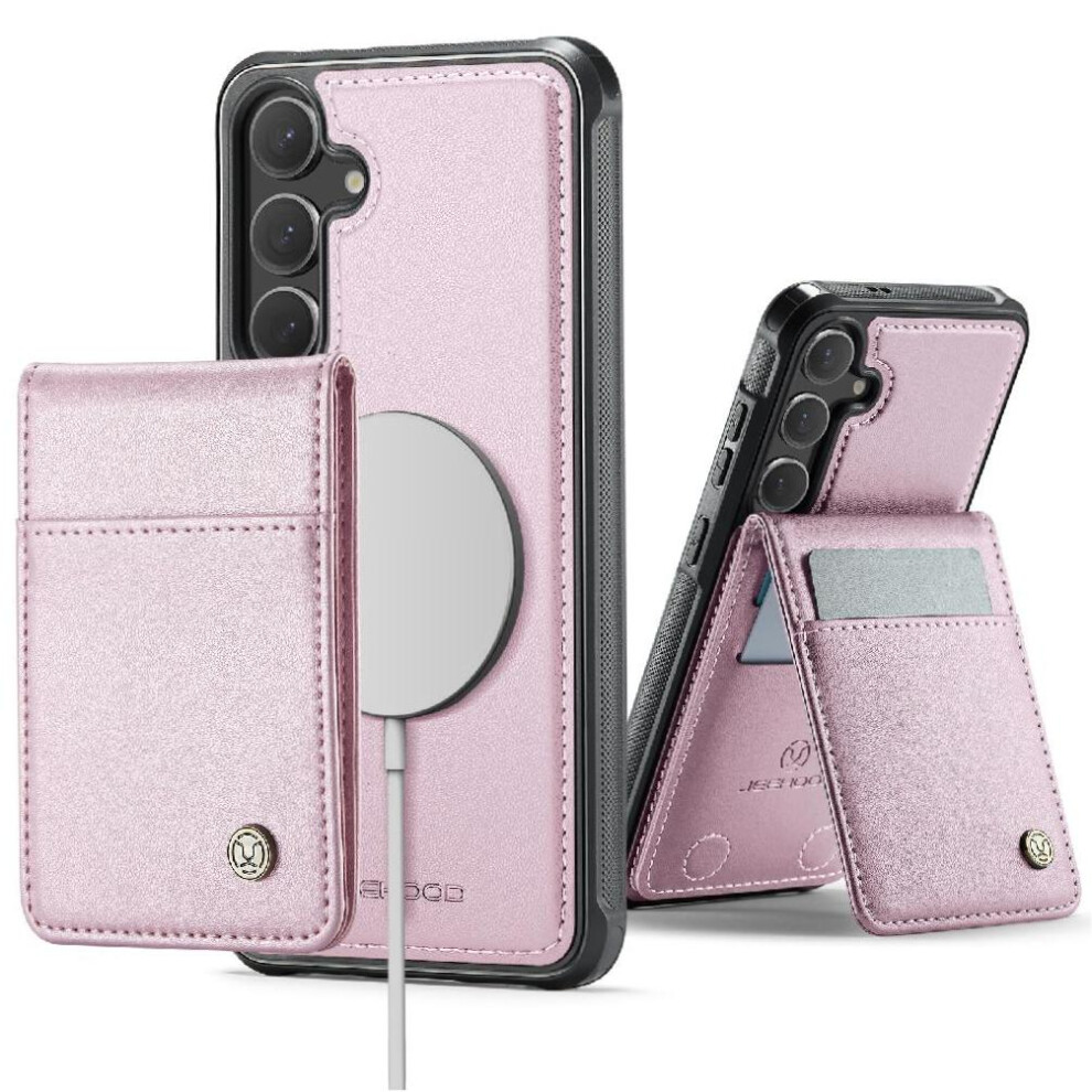 (Pink) Case For Samsung Galaxy S24 Fe Rfid Wireless Charging Stand Cardsllots Pink 764549530304