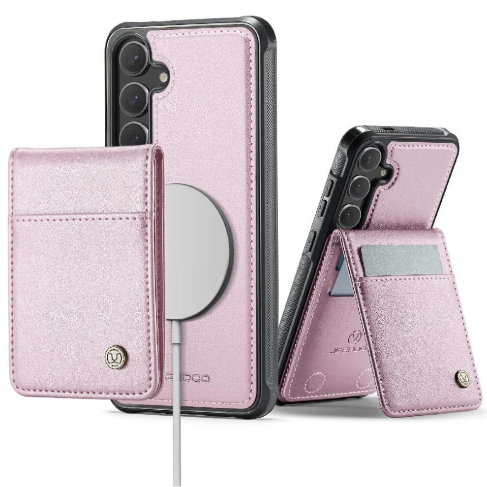 (Pink) Case For Samsung Galaxy S25 Stand Rfid Wireless Charging Cardsllots Pink 764549530403
