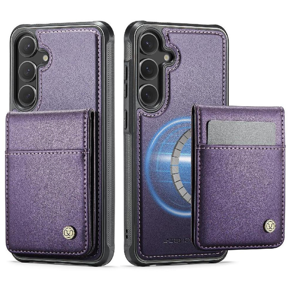 (Purple) Case For Samsung Galaxy S25 Stand Rfid Wireless Charging Cardsllots Purple 764549530410