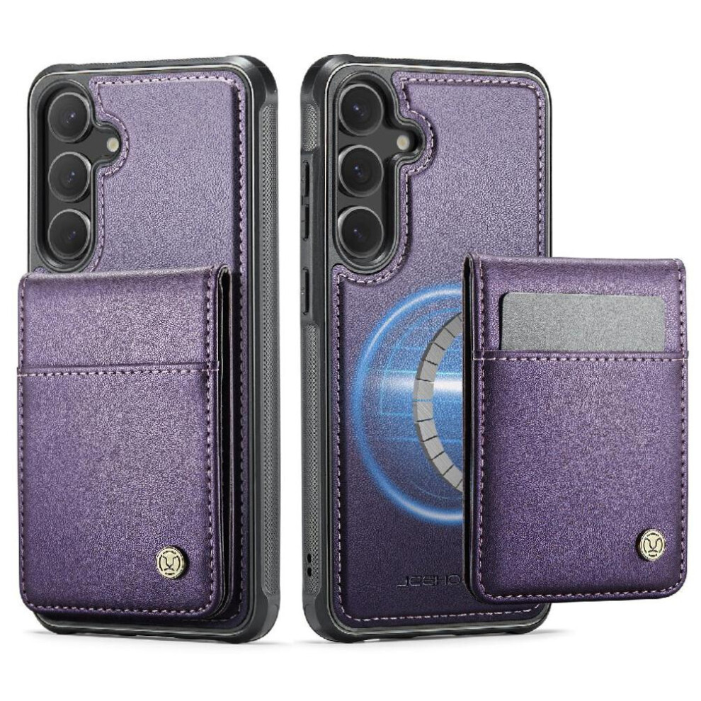 (Purple) Case For Samsung Galaxy S24 Wireless Charging Rfid Cardsllots Stand Purple 764549530465