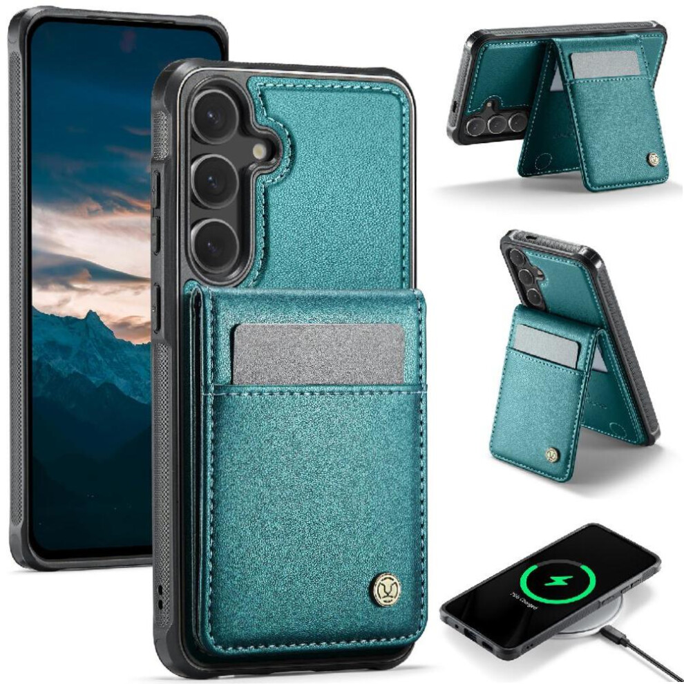 (Green) Case For Samsung Galaxy S24 Plus Cardsllots Rfid Wireless Charging Stand Green 764549530533