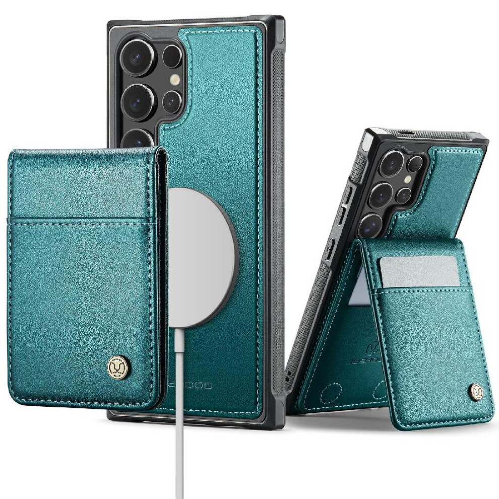 (Green) Case For Samsung Galaxy S24 Ultra Wireless Charging Cardsllots Stand Rfid Green 764549530854