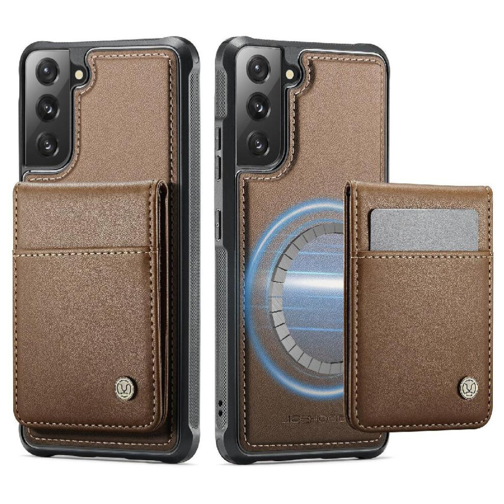 (Brown) Case For Samsung Galaxy S22 Plus Cardsllots Stand Rfid Wireless Charging Brown 764549531103