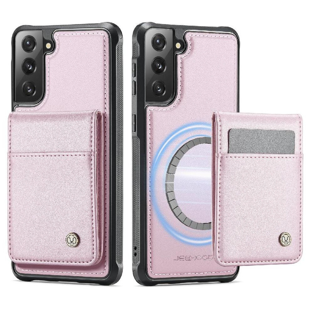 (Pink) Case For Samsung Galaxy S21 Fe Cardsllots Rfid Wireless Charging Stand Pink 764549531240